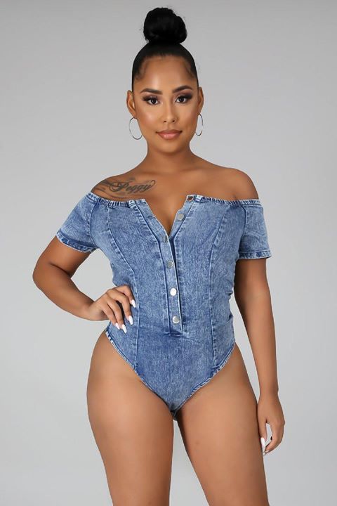 To Raw For You Denim Bodysuit