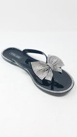 Diamond Bow Tie - Black Jelly Sandals