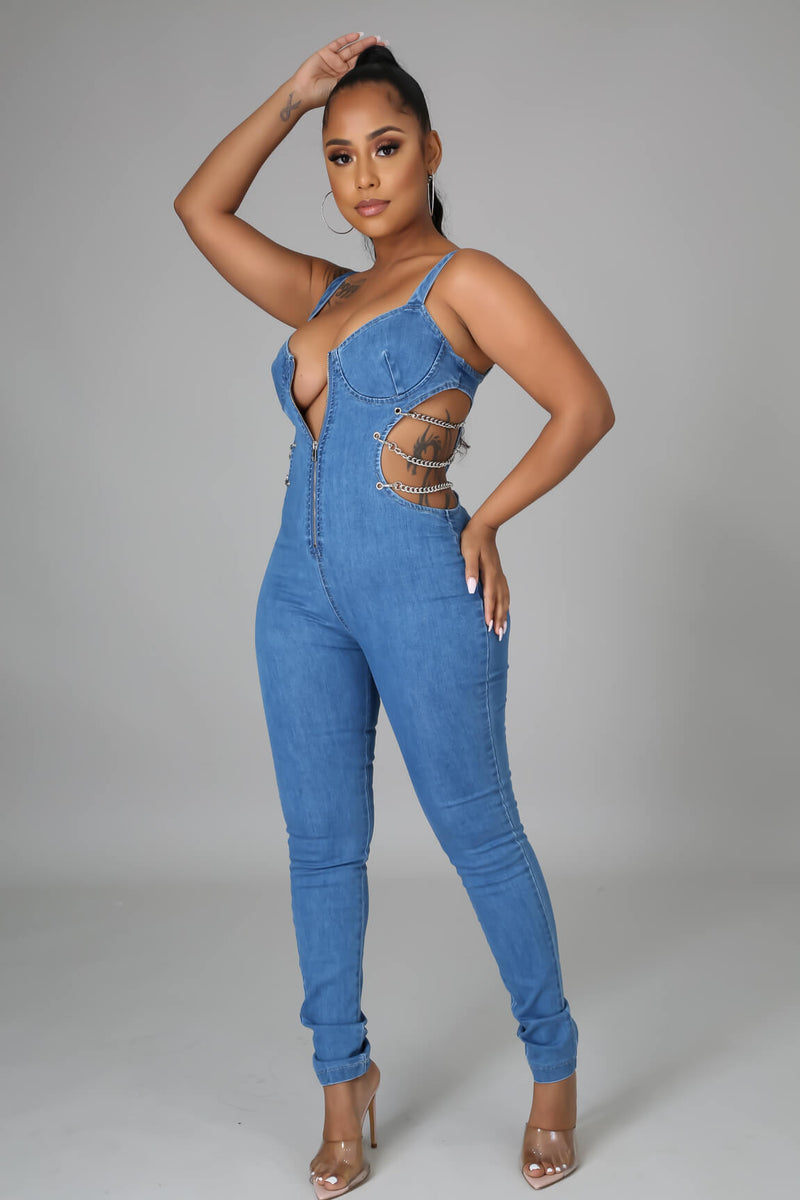 Link Up Denim Jumpsuit