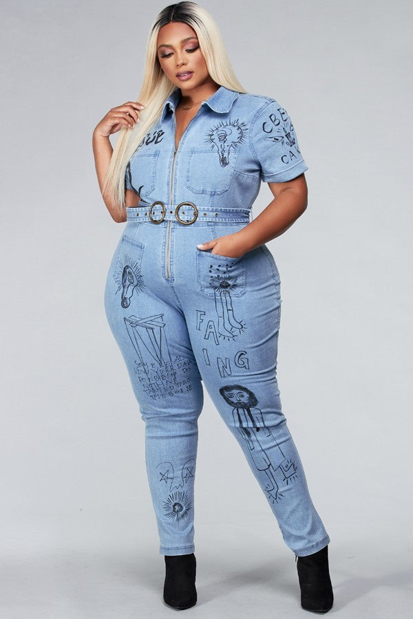 Work Of Art Denim Jumpsuit